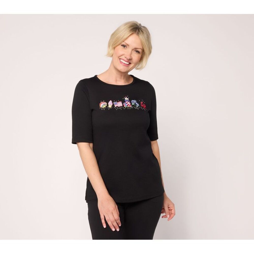 Quacker Factory Women's Top Plus Sz 3X Make Your Selection: Fun on Black A726797